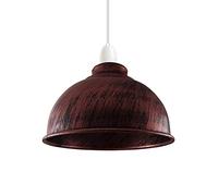 LEDSONE Retro Industrial Light Shade, Rustic Vintage Metal Ceiling Lamp Shades Repalcement E27 B22 Pendant Lights, Small Bulb Guards Bedroom, Living Room-Reducer Plate (Rustic Red 21cm) (LS21)