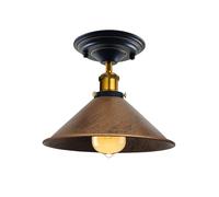 LEDSone Retro Industrial Semi Flush Mount Ceiling Lights, Metal Light Shade, Lamp Holder, Vintage Style Light Fitting for Kitchen, Living Room, Corridor, Hall (Brushed Copper, with Bulb)