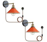 LEDSone Retro Industrial Wall Light, Orange, 2 Pack