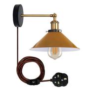 LEDSone Retro Industrial Wall Light Plug-in Wall Lamp Metal Cone Shape Shade Indoor Light Fitting with Dimmer Switch for Bedroom Hallway Restaurants