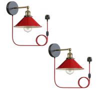 LEDSone Retro Industrial Wall Light, Red, 2 Pack,