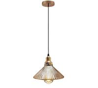 LEDSone, Retro Modern Glass Ceiling Pendant Lamp, Vintage Industrial Glass Flat Cone Ceiling Light Shade for Bedroom, Kitchen, Living Room-French Gold[Energy Class A++]