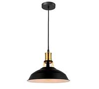 LEDSone Retro Modern Metal Black Ceiling Pendant Lamp, Vintage Industrial Barn Slotted Ceiling Light Shade for Bedroom, Kitchen, Living Room, Farm House