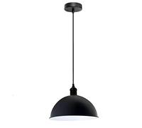 LEDSone Retro Modern Metal Black Pendant Lights, Vintage Industrial Dome Ceiling Light Shade for Bedroom, Kitchen, Living Room (Dome)