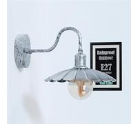 LEDSone Retro Outdoor Wall Light E27 Waterproof Vintage Brushed Silver Wall Lamp for Porch, Balcony, Garden, and Patio Industrial 22cm Metal Umbrella Shade Exterior Lighting Fixture