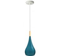 LEDSone Retro Pendant Ceiling Lights Modern Drop Style Neon Blue Lampshade E27 Ceiling Light Retro Light Fixture in Metal Wood Pendant Lamp for Bedroom, Dining Room, Kitchen