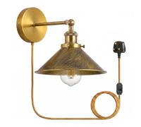 LEDSone Retro Plug in Wall Light, Brushed Copper