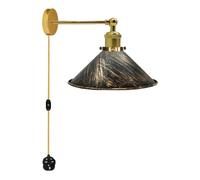 LEDSone Retro Plug in Wall Light Lamps with 4m Plug in Cable Cord and Dimmer Switch, Edison Metal Swing Adjustable E27 Wall Sconce, Vintage Industrial Indoor Reading Bedside Lamp (Brushed Copper)