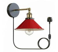 LEDSone Retro Plug in Wall Light, Red Adjustable Arm Plug in Wall Sconce