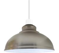 LEDSONE Retro Satin Nickel Metal Ceiling Lampshade 29cm Easy Fit Modern Hanging Pendant Lightshade for Bedroom Dining Room Hallway Office Industrial Kitchen Restaurant Bar
