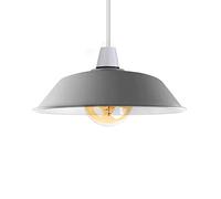 LEDSone Retro Style Ceiling Light Shades Vintage Industrial Shades, Rustic Metal Curved 36cm Large Easy Fit Modern Look Shades for Pendant Lighting Bedroom, Kitchen, Office (Grey)