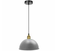 LEDSone Retro Vintage Ceiling Hanging E27 Lamp Holder 40cm Metal Pendant Lampshades Lights Fixtures for Kitchen Island Living Room Restaurant Dining Room Cafe (Grey)