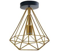 LEDSone Retro Vintage Industrial-Flush Mount Ceiling Light Fixture 25cm Diamond Wire Cage Lamp for Living Room Dinning Room Restaurant