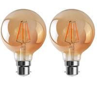LEDSone Retro Vintage LED Dimmable Globe Edison Style Filament Bulb Smoked Gold Glass E27/B22 Edison Screw [Energy Class A+] (G95 4W, B22) (Pack of 2)
