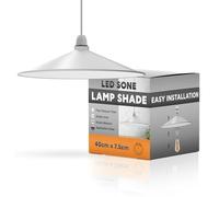 LEDSONE Retro White Light Shade Ceiling, Cone 40cm Metal Lampshades for Ceiling Lights, Industrial Easy Fit Pendant Lamp Shades for Table Lamps, Living Room, Bedroom, Kitchen, Hallway, Home Décor