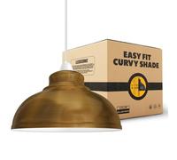 LEDSONE Retro Yellow Brass Metal Ceiling Lampshade 29cm Easy Fit Modern Hanging Pendant Lightshade for Bedroom Dining Room Hallway Office Industrial Kitchen Restaurant Bar
