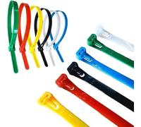 LEDSONE Reusable Multi Pack Cable Ties, 400mm x 8mm, Pack of 200, Red, Green, Blue, Yellow, 16" Nylon Zip Ties, Plastic Tie Wraps, for Home, Garden, Office and DIY
