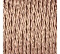 LEDSone Rose Gold 16ft Vintage 2 Core Twisted Cable Fabric Cloth Covered Electrical Wire, 5m 2 conductors 18 Gauge Textile Electric Cable Wire Coated in Colored Vintage Fabric for Lighting DIY Project