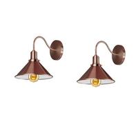 Ledsone Rose Gold Retro Wall Sconce 2 Pack Metal Swan Neck Cone Shade Light Fitting For Bedroom & Dining Room Indoor