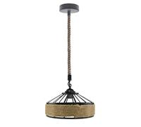LEDSone Rustic Natural Decor Metal Hemp Pendant 30cm Lampshade E27 Ceiling Light Fitting with 100cm Adjustable Rope Suspended Kit for Dining Room Bedroom Living Room Cafe