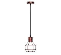 LEDSone Rustic Red Metal Wire Cage Pendant Light E27, Retro Geometric Industrial Ceiling Lamp with Adjustable 90cm Cord, Antique Hanging Light for Loft, Cafe & Bedroom
