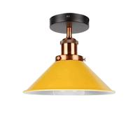 LEDSone Semi Flush Ceiling Light with E27 Holder 22cm Yellow Lampshade Durable and Anti Rust Metal Perfect for Kitchen Island, Living Room, Bedroom, Cafe, Restaurant Without Bulb