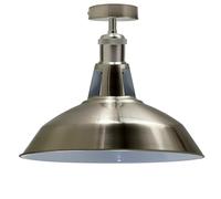 LEDSone Semi Flush Mount Ceiling Light Fitting-Industrial Vintage Style Kitchen Light Ceiling Metal 30cm Rustic Farmhouse Lighting Fixture (Satin Nickel)