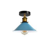 LEDSone Vintage Ceiling Lights with E27 Base Lampholder 22cm Blue Conical Lampshade Flush Ceiling Light for Bedroom Kitchen Hallway Easy Fit Anti Rust Durable Metal with A+ Bulb