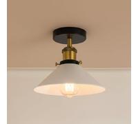 LEDSone Semi Flush Mount Ceiling Lights E27 Base Ceiling Light Fitting for Living Room Kitchen Dining Room Farmhouse Hallway 22cm White Conical Shade Easy Fit Anti Rust Durable Metal with EPC A+ Bulb