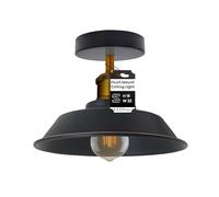 LEDSone Semi Flush Mount Metal Indoor Ceiling Lamp E27 Light Fitting Industrial Vintage Ceiling Light with 22cm Black Shade for Kitchen, Dining Room Hallway Farmhouse No Bulb
