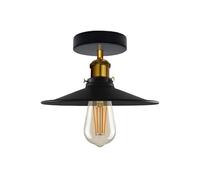 LEDSone Semi Flush Mount Vintage E27 Ceiling Light - Industrial Metal 22cm Lampshade Black Ceiling Lighting Fixtures for Kitchen Dining Room Bedroom EPC A+