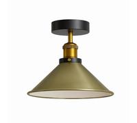 LEDSone Semi-Flush Mount Vintage Industrial-Ceiling Light Industrial Metal 22cm Lampshade Ceiling Light Mini Pendant Lighting for Farmhouse Porch Kitchen Bathroom (Green Brass)