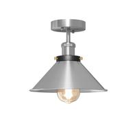 LEDSone Semi-Flush Mount Vintage Industrial-Ceiling Light Industrial Metal 22cm Lampshade Ceiling Light Mini Pendant Lighting for Farmhouse Porch Kitchen Bathroom (Satin Nickel with Bulb)