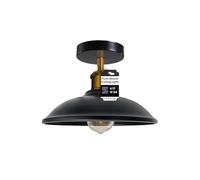 LEDSone Semi Flush Mount Vintage Industrial Ceiling Light Industrial Metal Cage Ceiling Light Mini Pendant Lighting for Farmhouse Porch Kitchen Bathroom (Black,with Bulb)