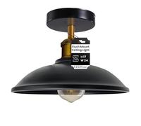 LEDSone Semi Flush Mount Vintage Industrial Ceiling Light Industrial Metal Cage Ceiling Light Mini Pendant Lighting for Farmhouse Porch Kitchen Bathroom (Black,with Bulb)