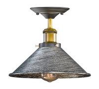 LEDSone Semi Flush Mount Vintage Industrial Ceiling Light Industrial Metal Lampshade Ceiling Light Mini Pendant Lighting for Farmhouse Porch Kitchen Bathroom (Brushed Silver with Bulb)