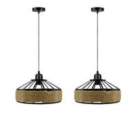 LEDSone Set of 2 Modern Ceiling Pendant Light 30cm Hemp Rope Finish Lamp Shade Fittings for Home Décor, Bedroom, Living Room, Kitchen Island, and Improvement Essential
