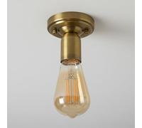 LEDSone Single Head Ceiling Lamp Retro Flush Mount E27 Lamp Holder Yellow Brass Light Fixture for Bedroom Living Room Hallway Vintage Ceiling Lighting with Easy Installation