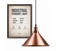 LEDSone Single Head Ceiling Pendant Light Copper 22 cm Metal Shade Adjustable Height E27 Modern Indoor Light for Living Room Kitchen Bedroom Hallway Restaurant Bar