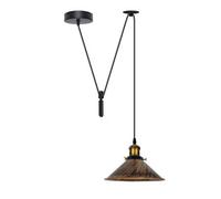 Ledsone Single Head Ceiling Pendant Metal Light Shade Brushed Copper Adjustable 195Cm Cord 60W E27 Bulb Base For Dining Room