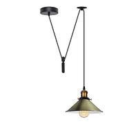 LEDSone Single Head Ceiling Pendant Spider Light, Metal Light Shade, Adjustable 195cm Cord, Vintage Edison E27 Bulb Base, Industrial Retro Lighting, Island Lamp (Green Brass)