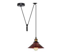 LEDSone Single Head Ceiling Pendant Spider Light, Metal Light Shade, Adjustable 195cm Cord, Vintage Edison E27 Bulb Base, Industrial Retro Lighting, Island Lamp (Rustic Red)