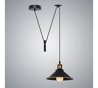 LEDSone Single Head Ceiling Pendant Spider Light, Metal Light Shade, Adjustable 195cm Cord, Vintage Edison 60w E27 Bulb Base, Industrial Retro Lighting, Island Lamp for Dinner Room (Black Gold Line)