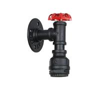 LEDSone Single Head Industrial Vintage Water Pipe Wall Light Red Valve Black E27 Steampunk Interior Lighting Fixture for Loft, Bedroom, Living Room, Bedside, Hallway. (Black 1)