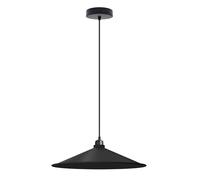 LEDSone Single Head Metal Retro Vintage Style Ceiling Flat Cone Shade Hanging Pendant Lamp with E27 Adjustable Hanging Pendant Light (Black Without Bulb)