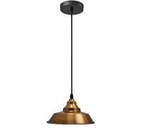 LEDSone Single Head Vintage Pendant Light Metal 22cm Shade, Hanging Ceiling Light E27 Holder Fitting with 10cm Ceiling Plate (Yellow Brass)