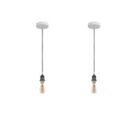 LEDSone Single Way 2 Pack Modern Pendant Light Fitting - Metal E27 Screw Lamp Holder Set Suspended Ceiling Pendant Light with 1M Grey 3 core Cable Ideal for Living Room, Kitchen, Cafe Lightings