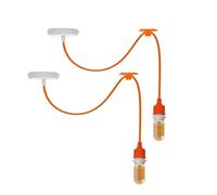 LEDSone Spider Pendant Light 2 Pack E27 Ceiling Hanging Lamp with 195cm Adjustable Cord Industrial Swag Light for Kitchen Island, Dining Room, Café, Restaurant - Orange