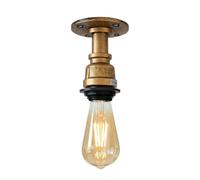 LEDSone Steampunk Industrial Pipe Ceiling Light - Vintage Metal Flush Mount Pendant Lamp with E27 Edison Bulb Included, Retro Loft Lighting for Kitchen, Bar, Café & Hallway - Brushed Copper