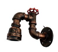 LEDSone Steampunk Industrial Wall Light - Rustic Red Vintage Metal Water Pipe Sconce, E27 Bulb Holder, Retro Wall Lamp for Bedroom, Living Room, Bar & Café